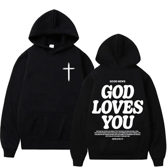 Christian Jesus Church Hoodie Bible Verse God Loves You